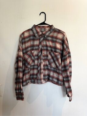 Cisono Plaid Button-Down Cropped Flannel